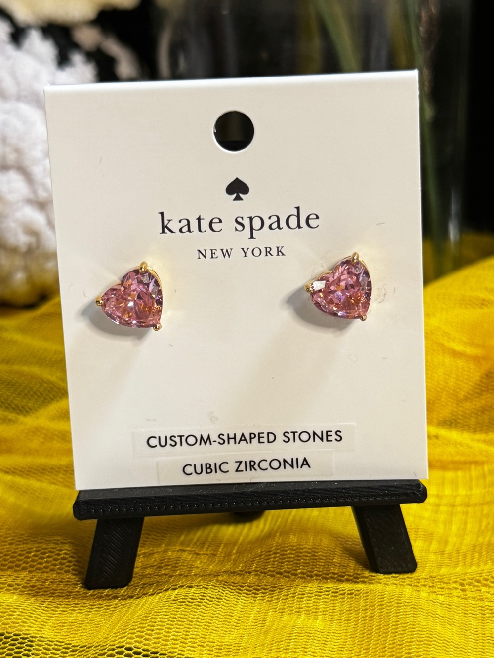 kate spade Gold-Tone Pink Heart CZ Stud Earrings
